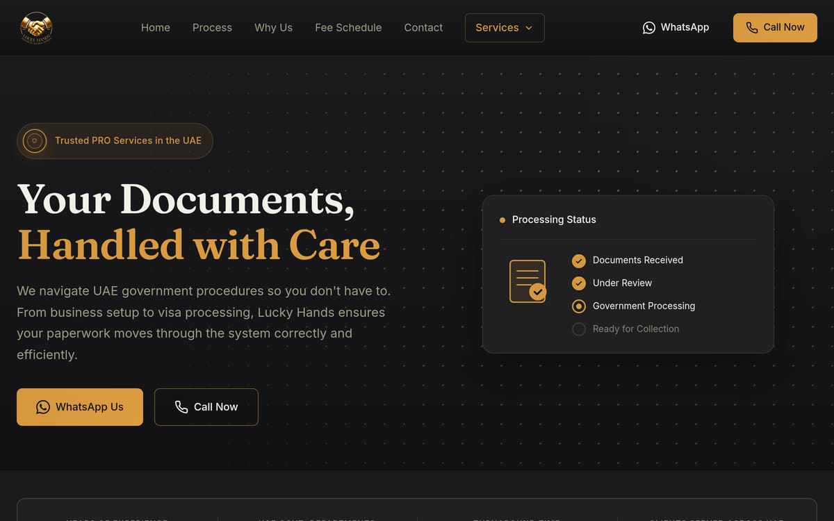 Lucky Hands PRO website preview